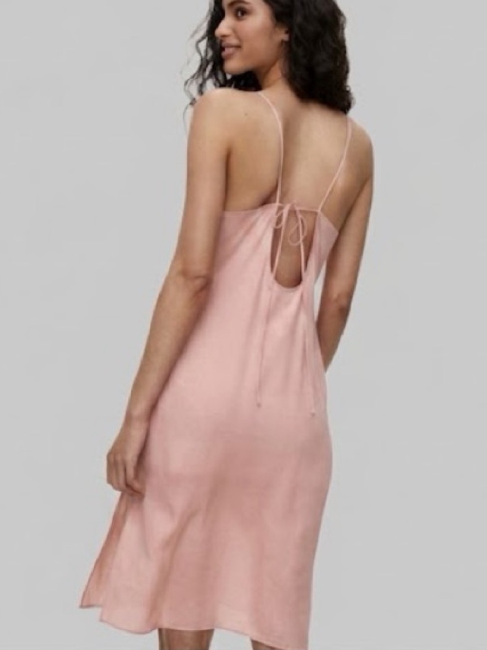 NEW Wilfred Free Felicity Pink Slip Dress Midi Spaghetti Strap Open Back Small